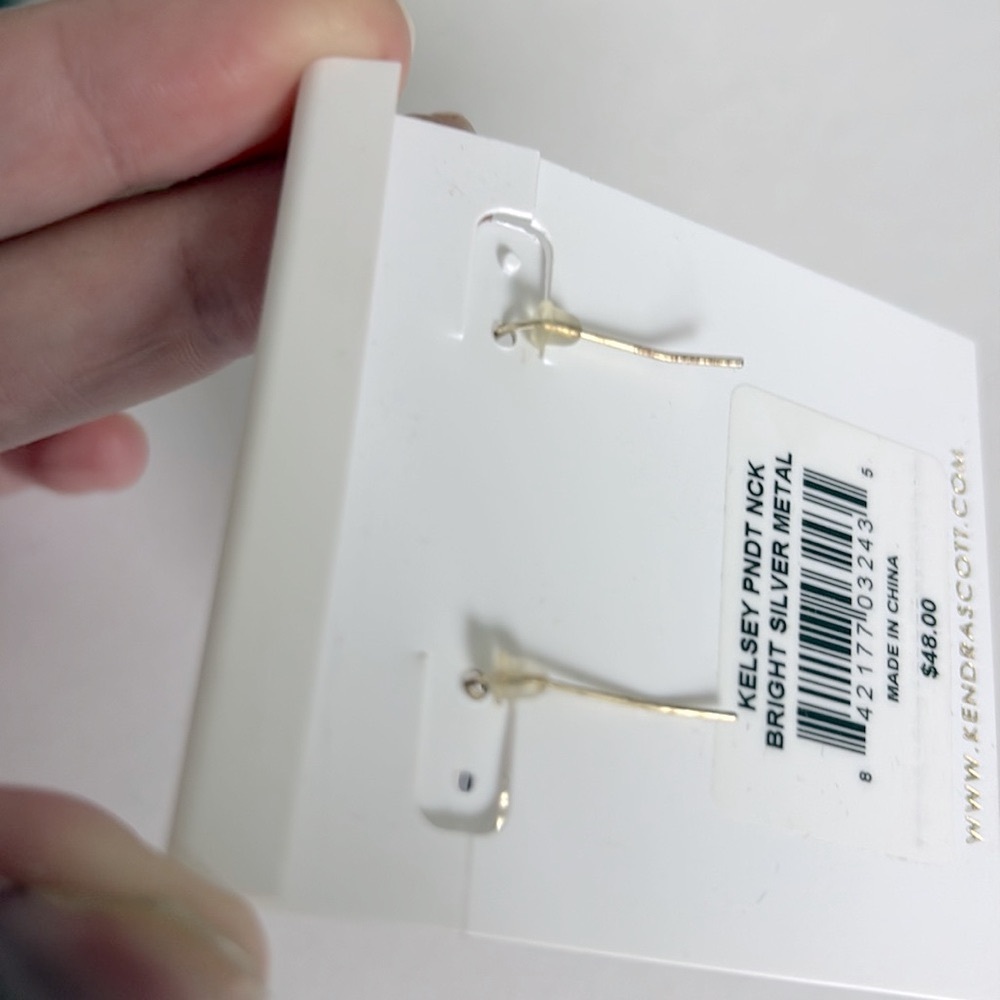 EUC [Kendra Scott] Ella Iolite Purple Crystal Glass Silver Faceted Drop Earrings - Picture 10 of 11